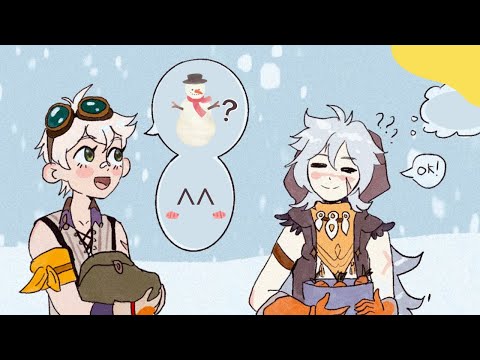 Bennett and Razor builds a snowman | Genshin Impact Comic Dub