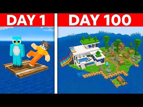 Stranded 100 Days on ONE RAFT in Minecraft!