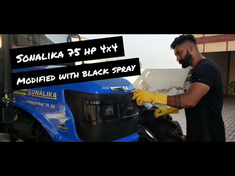 Sonalika 4×4 AC Cabin tractor modified with black spray