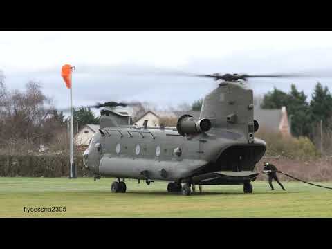 Chinook visits City Airport Manchester for refuelling