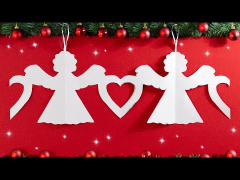 Cutting Paper Art Designs for Christmas Decoration ❄️ How to make a paper Angel with hearts garland