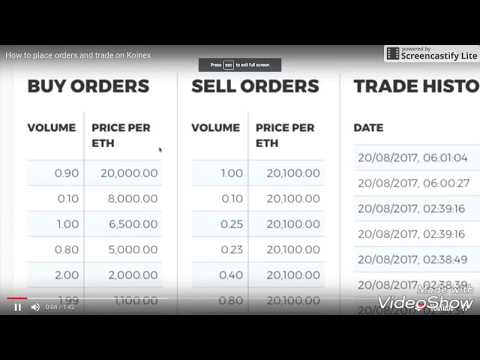 Koinex : How to place order and trade on Koinex