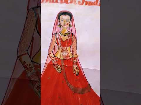 Bride in Red#lehenga#Fashionhub#Weddingseason#Madhubaniart #Makeuptutorial #howtodo shading #shorts