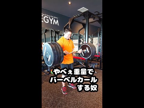 やべぇ重量でバーベルカールする奴【佐野市の24時間ジム：AEGYM】 #Shorts