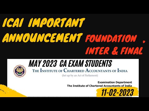 |ICAI Important Announcement For May 23 CA Exam| Foundation, Intermediate & Final|