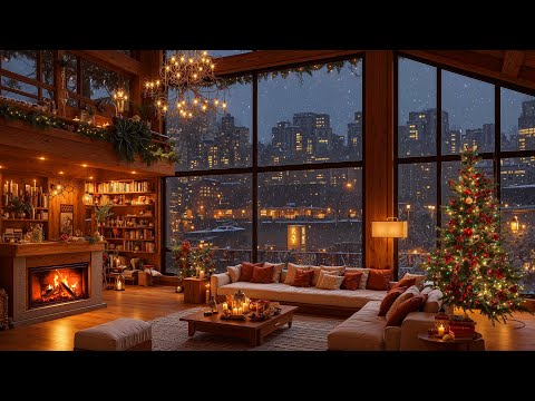 Cozy Crackling Fireplace Sounds & Relaxing Christmas Jazz Music 🎄 Warm Christmas Ambience for Unwind