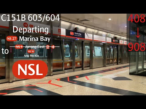 [SMRT] [Slow Acceleration] Kawasaki CSR Qingdao Sifang C151B [603/604] - Departing Marina Bay (NSL)