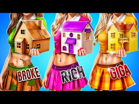 Poor vs Glamor Tiny House GLOW UP! Extreme Secret Room Challenge!