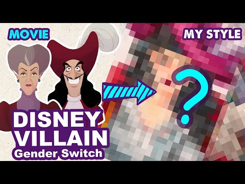 How To Draw Disney Villains: Cinderella's Stepmother & Captain Hook | Gender Switch | Huta Chan