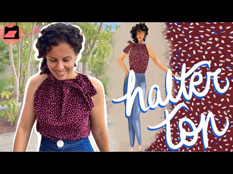 Sew an easy HALTER TOP, no buttons, no zip.