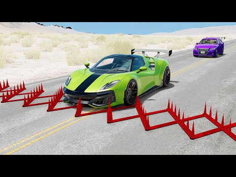 Mobil vs Spikes #6 - BeamNG Drive