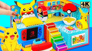 20 Days Make Pikachu House Collection with Bedroom, Pokeball from Clay | DIY Miniature Pokémon House