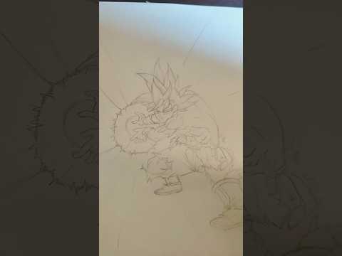 Drawing Goku using kamehameha #dragonball #goku #anime