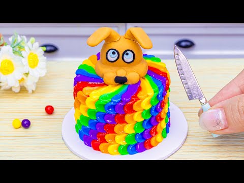 How To Make Amazing Miniature Rainbow Melted Chocolate Cake 🌈 Satisfying Cake by Lotus Cakes