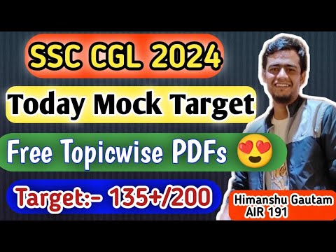 SSC CGL 2024!! आज का Mock test!! Free Topic wise pdf!! #ssc #cgl2024 #cgl