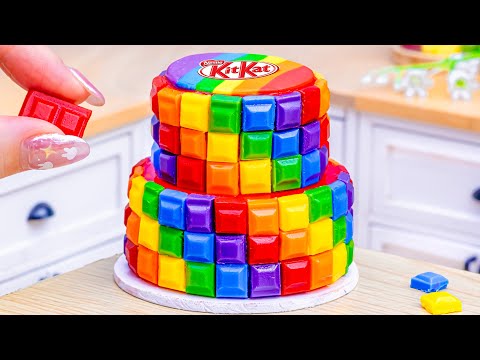 Mini Rainbow Cake 🌈 How To Make Tasty Miniature KITKAT Chocolate Cake by Lotus Cakes