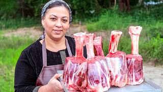 Creative 2024 New Year's Table Beef Shank in Dough in a Brick Oven