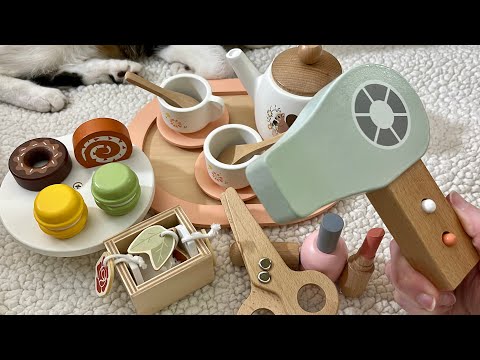 ASMR Wooden Spa Roleplay (haircut, makeup, tea and snacks)