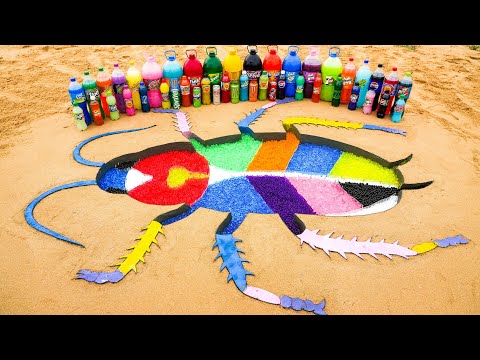 How to make Rainbow Cockroach with Orbeez, Fanta, Monster, 7up, Coca Cola vs Mentos & Popular Sodas