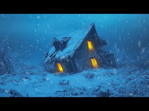 Freezing Blizzard Strikes a Lonely Log Cabin | Wind Sounds for Sleeping |Howling Wind & Blowing Snow