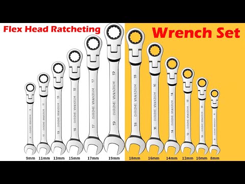 Flex Head Ratcheting Wrench Set,Combination Ended Spanner kits, Chrome Vanadium Steel Hand Tools