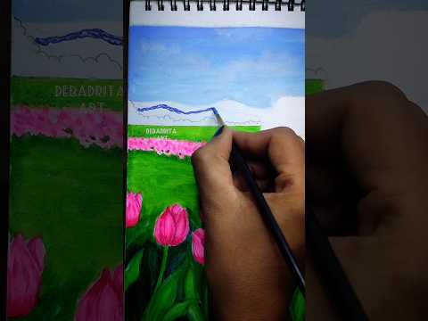 Beautiful Tulips garden painting 🌷#shorts #painting #youtubeshorts #viralshorts