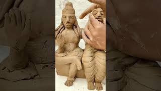 🚩Shiv parvati idol making process#shorts #shivparvati #clayidol #tre...