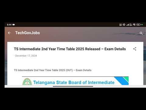 TS Intermediate 2nd Year Time Table 2025 Released – Exam Details