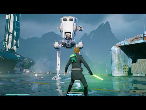 Luke Skywalker Vs AT-ST Boss Fight Scene PC Mod 4K Ultra HD - Star Wars Jedi: Fallen Order