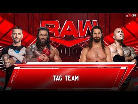 Roman Reigns & CM Punk vs The Rock & Seth Rollins WWE Raw Tag Team - FULL MATCH