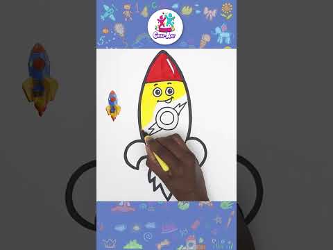 How To Draw A Rocket For Kids - Easy Drawing #shorts #howtodraw #kidsart