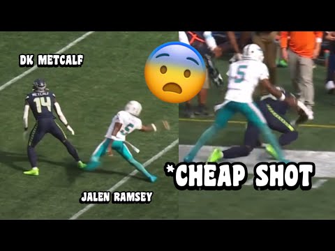 DK Metcalf Vs Jalen Ramsey 🤬 *CHEAP SHOTS! (WR vs CB) Seahawks vs Dolphins 2024 highlights