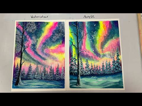 WATERCOLOUR VS ACRYLIC Tutorial for beginners