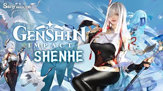 【SanyMuCos】Genshin Impact Shenhe Cosplay Costume Premium Edition Detail Show