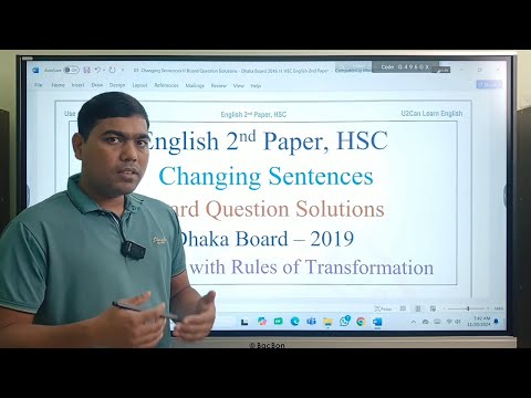 Transformation of Sentences || Board Question Solution: Dhaka Board - 2019 || HSC English 2nd Paper