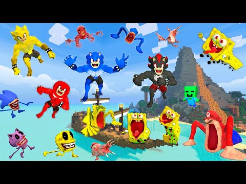 💥 MINECRAFT NEW SONIC KONG TAPES FAMILY / SPONGEBOB EATER ELONGATED ZOOCHOSIS SPARTAN KICKING GMOD