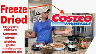 Freeze dried COSTCO Rotisserie Chicken, Pumpkin Pie, Lasagna, Mushrooms, Olives #freezedriedchicken