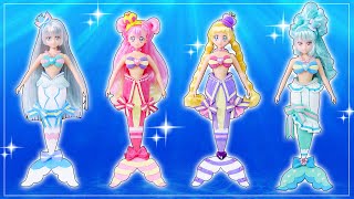 わんだふるぷりきゅあ！人魚に変身❤️キュアニャミー、キュアリリアン、キュアワンダフル、キュアフレンディ⭐️わんぷりのスタイルドールをマーメイドにリメイクDIY🌼100円ショップ材料で手作り工作✨声真似