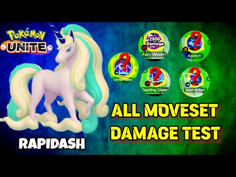 RAPIDASH ALL MOVESET DAMAGE TEST 💥|| POKEMON UNITE