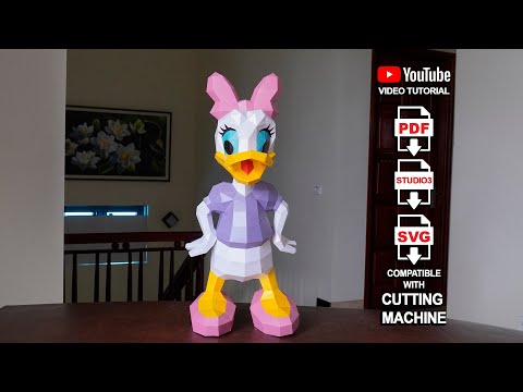 Handmade Daisy Duck Papercraft - Paper Crafting with Cricut, Low poly Paper Craft, 3d svg DIY Craft