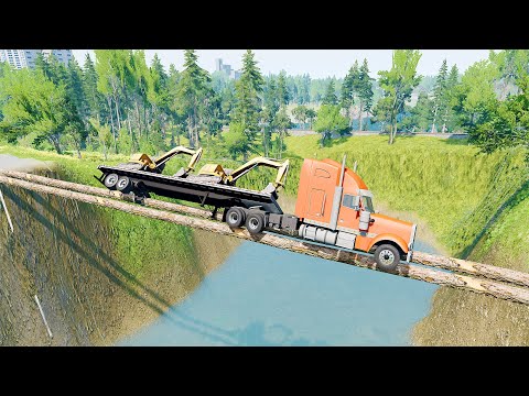 Mobil vs Log Bridge #12 - BeamNG Drive