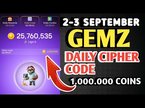 GEMZ DAILY CIPHER CODE 2-3 SEPTEMBER 2024 | GEMZ DAILY CODE TODAY | GEMZ COIN DAILY CODE