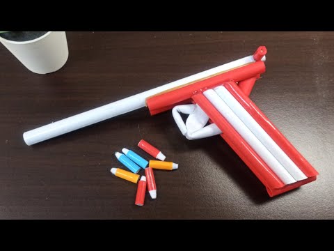 Paper Gun with trigger that Shoots paper bullet. DIY how to