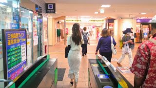 Fukuoka City Walking Tour 4k✨🌇Fukuoka station to Kurume station❤️🌈✨evening walk