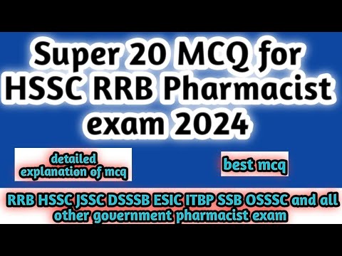 super 20 MCQ for HSSC RRB jssc DSSSB pharmacist exam preparation#pharmamcq#governmentexampreparation