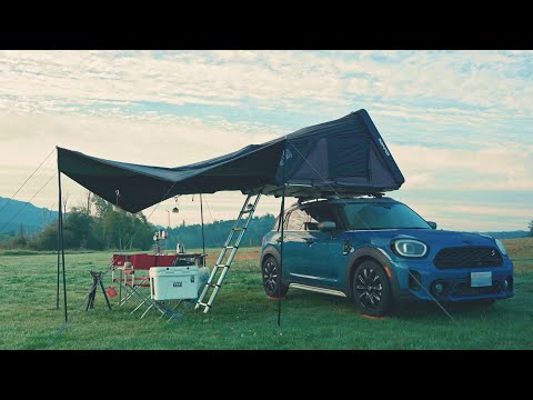 Lake view camping with a roof top tent