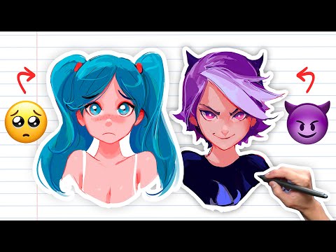 Drawing EMOJIS Into CUTE GIRLS!