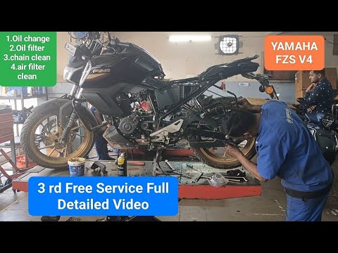 Yamaha fzs V4 3rd free service l service cost l fzs service l fzs v4 l Service experience l fzs 2024