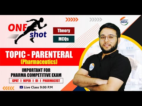 Pharmaceutics | Parenteral | Theory & MCQs | CLASS - 3 | Important for Pharma Competitve Exam