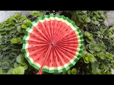 Cute Paper Pop Up Fans /DIY Watermelon Hand Fans /Making Paper Fan #viral #diy Card& Craft by HJ